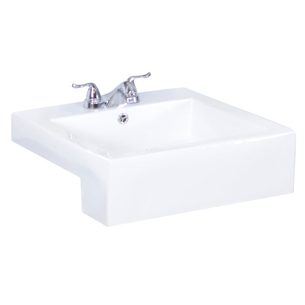 American Imaginations xena Farmhouse 19-in x 20.25-in White Ceramic Rectangular Bathroom Vessel Sink