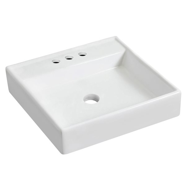 American Imaginations 17.5-in x 17.5-in White Ceramic Wall-Mounted Square Bathroom Vessel Sink