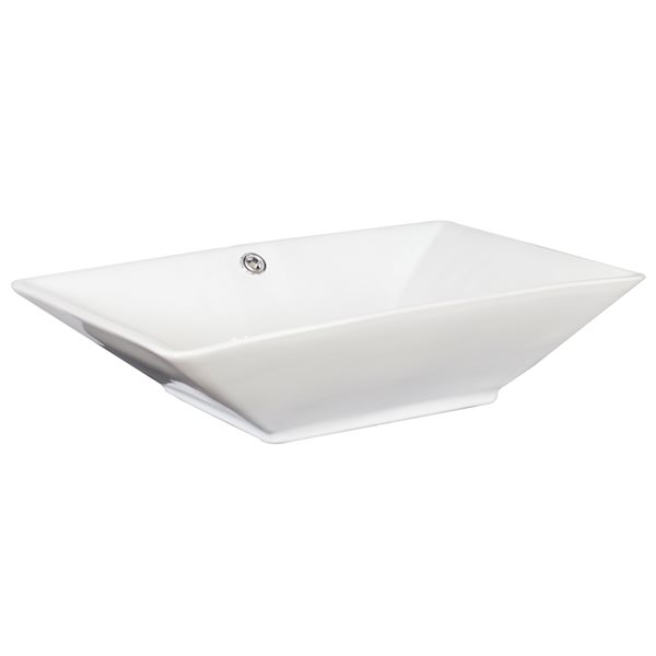 American Imaginations White Ceramic Rectangular Bathroom Sink with Overflow Drain (14.75-in x 22-in)