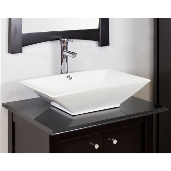 American Imaginations White Ceramic Rectangular Bathroom Sink with Overflow Drain (14.75-in x 22-in)