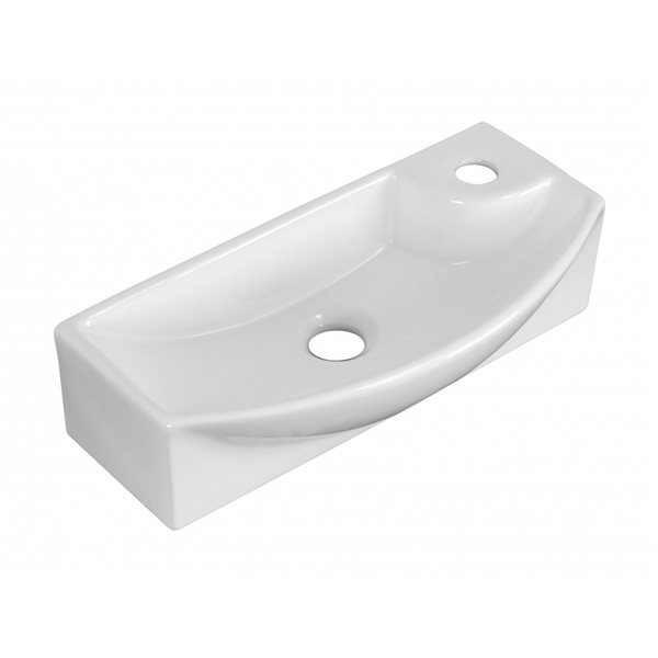 American Imaginations White Ceramic Wall-Mounted Rectangular Bathroom Sink with Drain (8 3/4-in x 17 3/4-in)