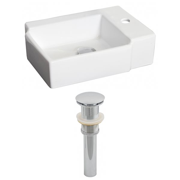 American Imaginations White Ceramic Vessel Rectangular Bathroom Sink with Drain (11.75-in x 16.25-in)