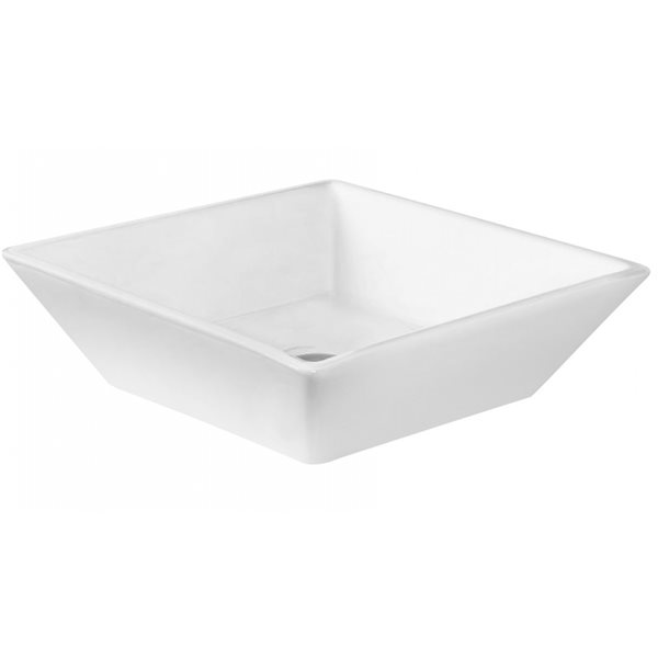 American Imaginations White Ceramic Vessel Square Bathroom Sink with Drain (15.75-in x 15.75-in)