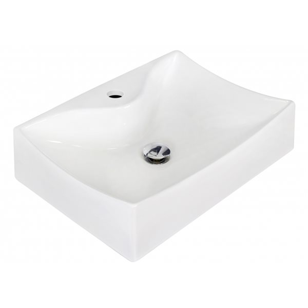American Imaginations White Ceramic Wall-Mounted Rectangular Bathroom Sink with Drain (15.75-in x 21.5-in)
