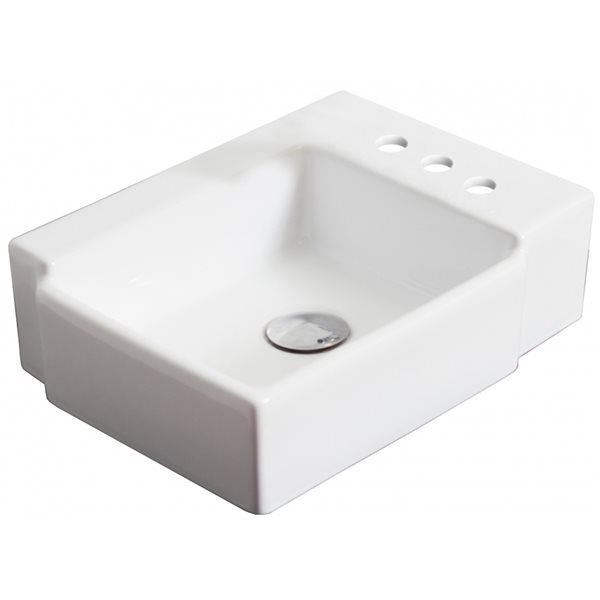 American Imaginations 11 3/4-in x 16 1/4-in White Ceramic Vessel Rectangular Bathroom Sink with Drain