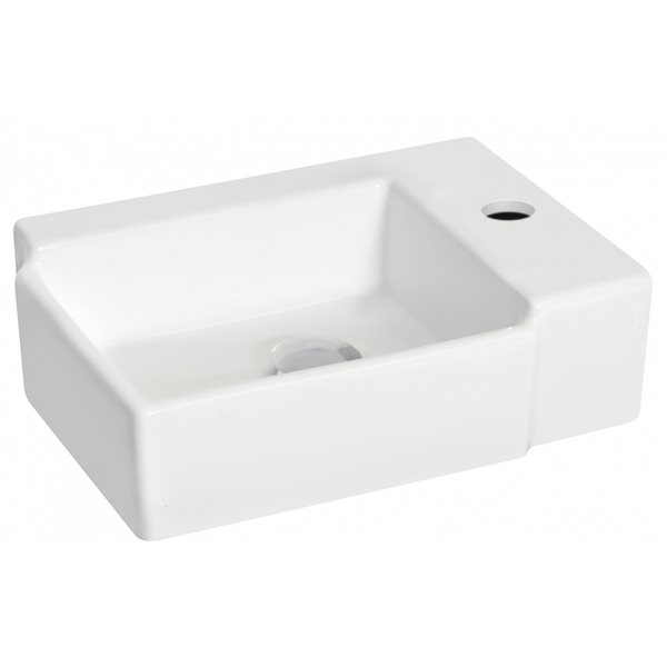 American Imaginations White Ceramic Wall-Mounted Rectangular Bathroom Sink with Drain (11.75-in x 16.25-in)