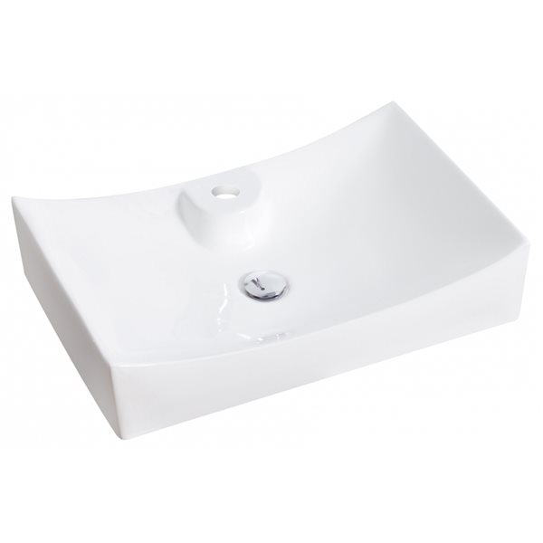 American Imaginations White Ceramic Vessel Rectangular Bathroom Sink with Drain (17.75-in x 26-in)