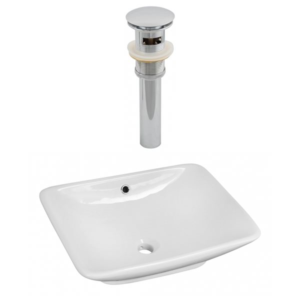 American Imaginations White Ceramic Vessel Rectangular Bathroom Sink with Drain (17-in x 21.5-in)