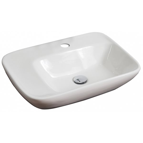 American Imaginations White Ceramic Vessel Rectangular Bathroom Sink with Drain (17.25-in x 23.5-in)