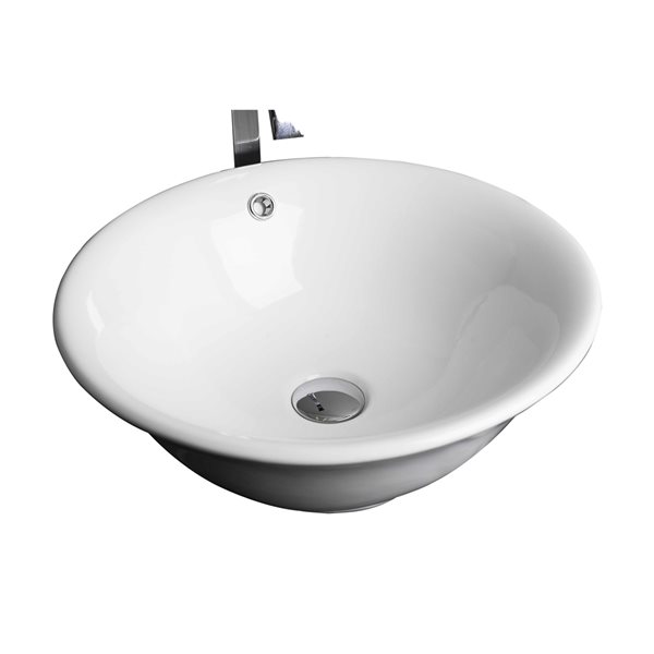 American Imaginations White Ceramic Vessel Round Bathroom Sink with Overflow (17-in x 17-in)