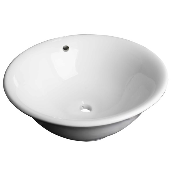 American Imaginations White Ceramic Vessel Round Bathroom Sink with Overflow (17-in x 17-in)