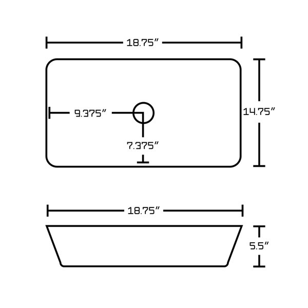 American Imaginations White Ceramic Vessel Rectangular Bathroom Sink with Chrome Faucet (14.75-in x 18.75-in)