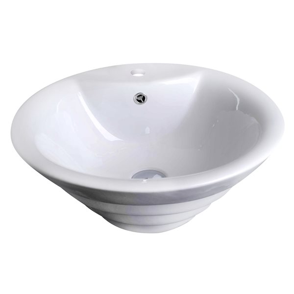 American Imaginations White Ceramic Vessel Round Bathroom Sink with Chrome Faucet (19.25-in x 19.25-in)
