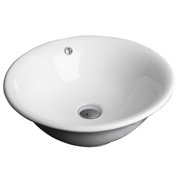 American Imaginations White Ceramic Vessel Round Bathroom Sink with Drain (17-in x 17-in)