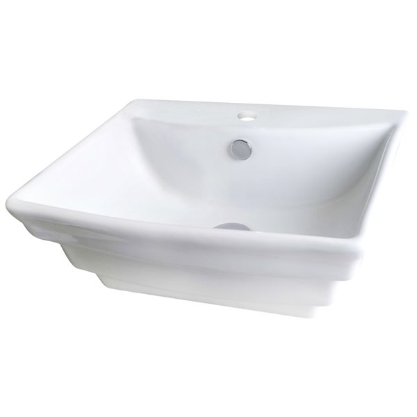 American Imaginations White Ceramic Vessel Rectangular Bathroom Sink with Chrome Faucet (17-in x 19.75-in)