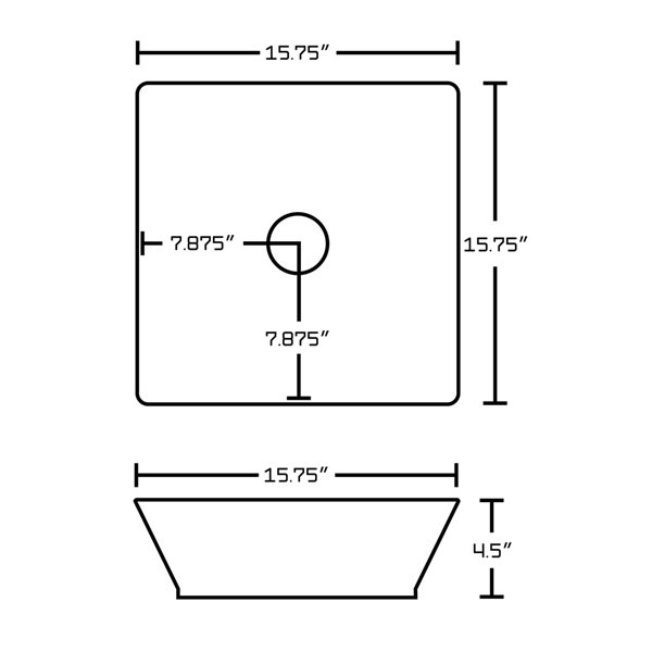 American Imaginations White Ceramic Vessel Square Bathroom Sink with Chrome Faucet (15.75-in x 15.75-in)