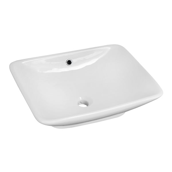 American Imaginations White Ceramic Vessel Rectangular Bathroom Sink with Drain (17-in x 21.5-in)
