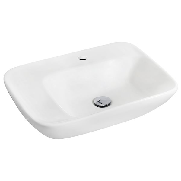 American Imaginations White Ceramic Wall-Mounted Rectangular Bathroom Sink with Chrome Faucet (17.25-in x 23.5-in)