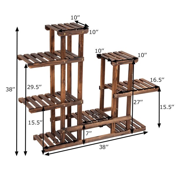 Costway 38-in Brown Indoor Novelty 6-Tier Wood Plant Stand