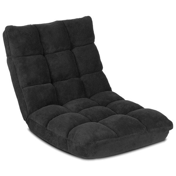 Costway Modern Black Velvet 14-Position Floor Chair