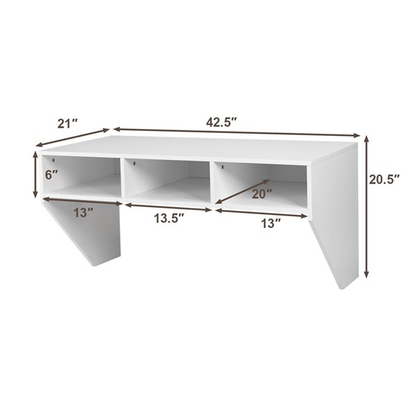 Costway 42.5-in White Modern/Contemporary Wall Mounted Floating Desk