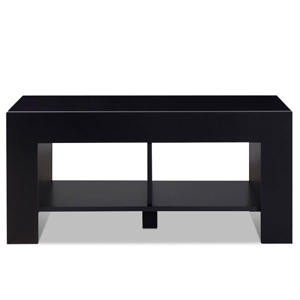 Costway Black Wood 2-Tier Coffee Table with Storage Shelf