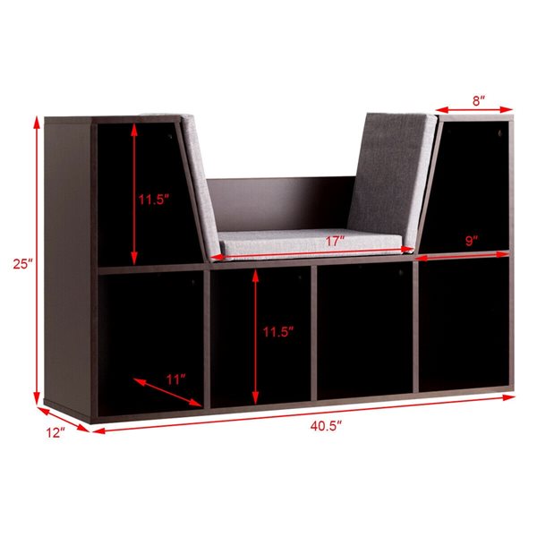 Costway Brown Wood 6-Compartment Kids Standard Bookcase