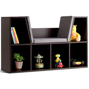 Costway Brown Wood 6-Compartment Kids Standard Bookcase