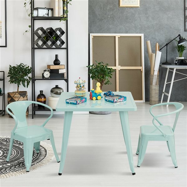 Kids table 2025 and chairs metal