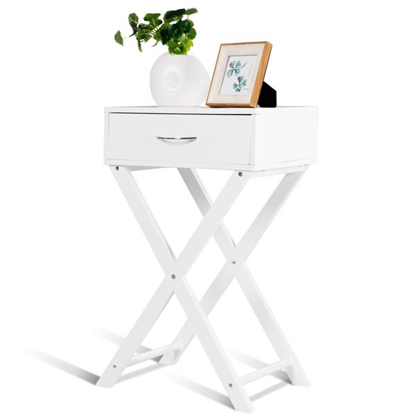 Costway White Composite Rectangular End Table - Set of 2
