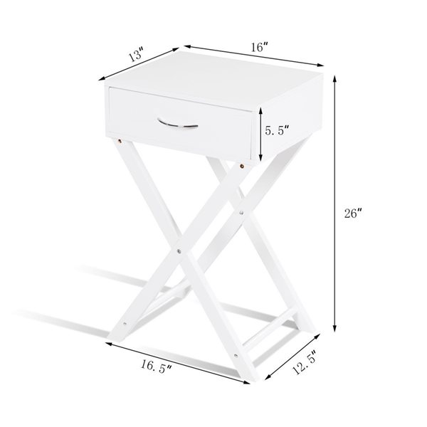 Costway White Composite Rectangular End Table - Set of 2