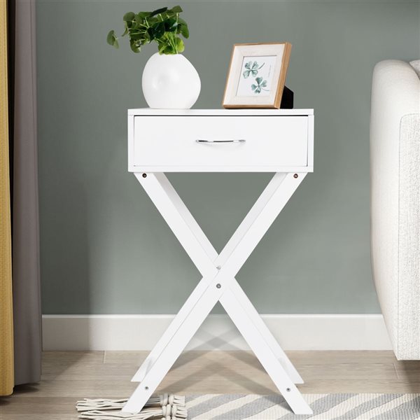 Costway White Composite Rectangular End Table - Set of 2