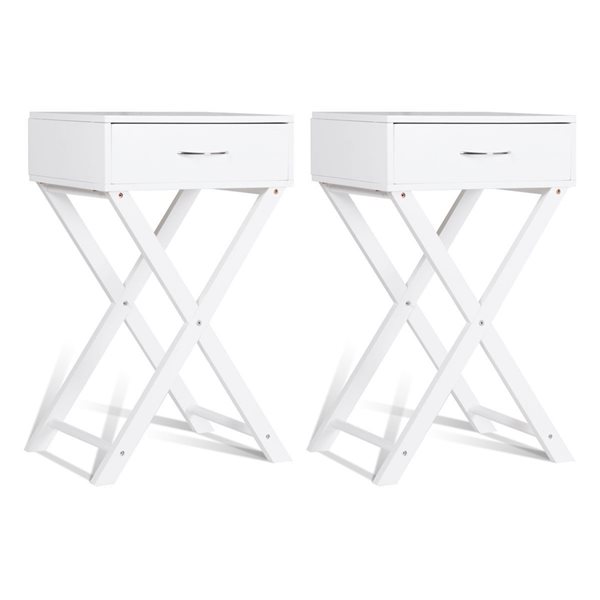 Costway White Composite Rectangular End Table - Set of 2