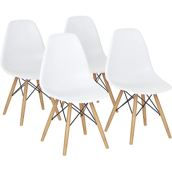 Costway White Contemporary Side Chair with Wood Frame - Set of 4