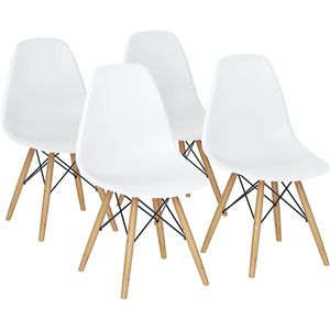 Costway White Contemporary Side Chair with Wood Frame - Set of 4