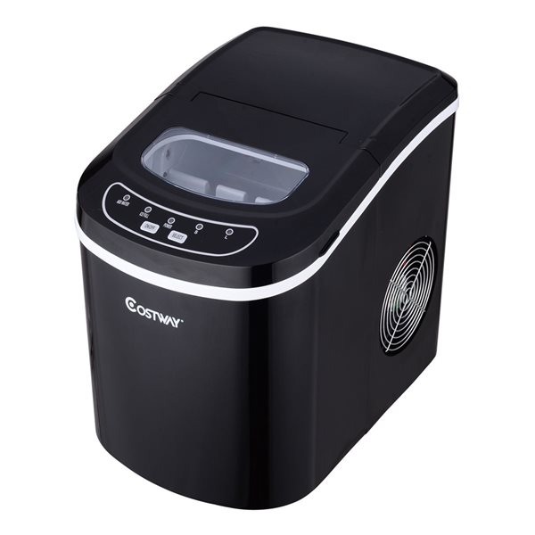 Costway Black 26.5-lb Flip-Up Door Freestanding Portable Compact Electric Bullet Ice Maker