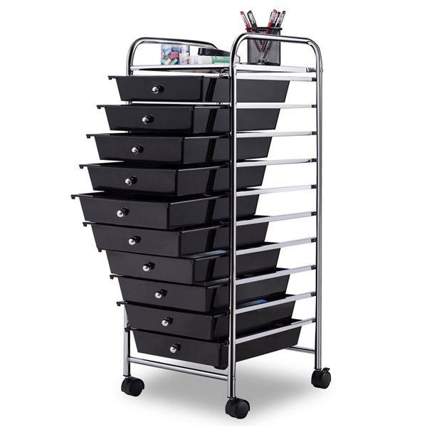 Giantexus Giantex 3 Drawers Cart Storage Bin Organizer Rolling Storage Cart White