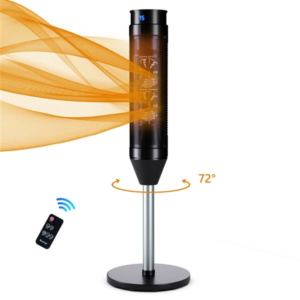 Costway 1500 W Ceramic Flat Panel Indoor Oscillating Electric Pedestal Space Heater