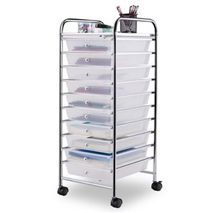 Costway Clear 10-Drawer Rolling Storage Utility Cart