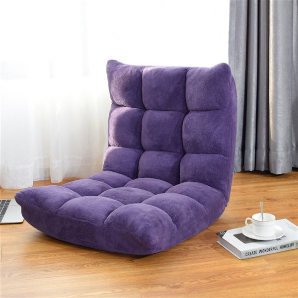 Costway Modern Purple Velvet 14-Position Floor Chair