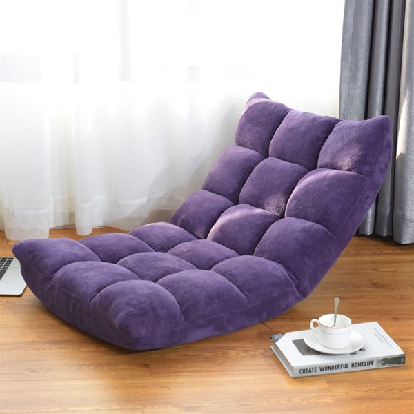 Costway Modern Purple Velvet 14-Position Floor Chair