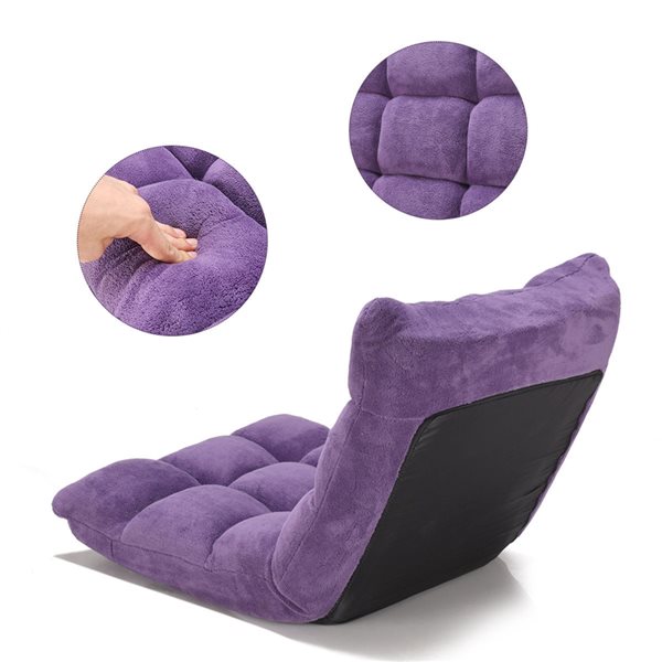 Costway Modern Purple Velvet 14-Position Floor Chair