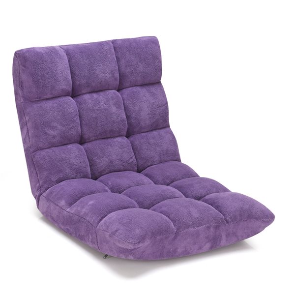 Costway Modern Purple Velvet 14-Position Floor Chair