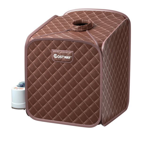 Costway Brown Portable 2-L Steam Sauna Tent with Chair