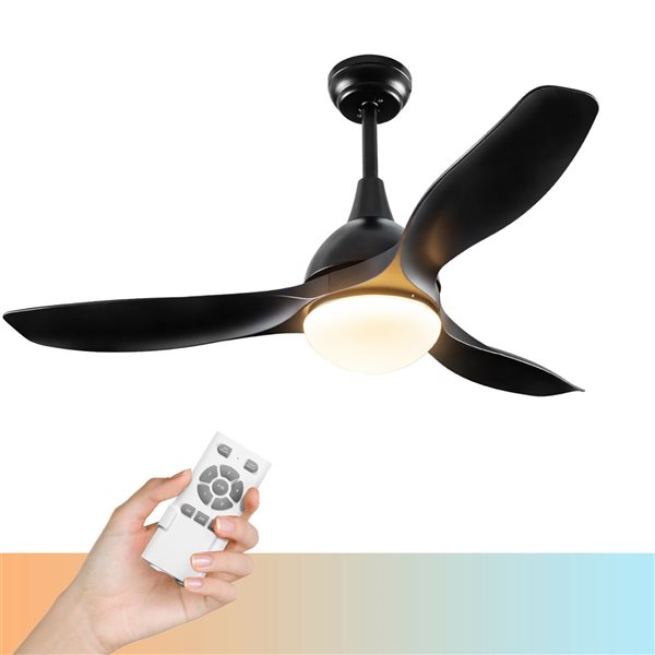 Costway Black 48-in 3-Blade LED Indoor Downrod Mount Ceiling Fan with Handheld Remote Control