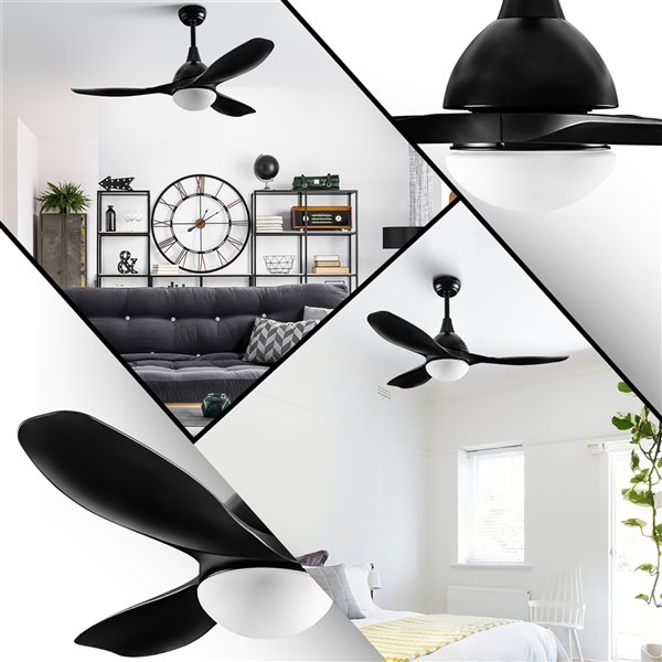 Costway Black 48-in 3-Blade LED Indoor Downrod Mount Ceiling Fan with Handheld Remote Control