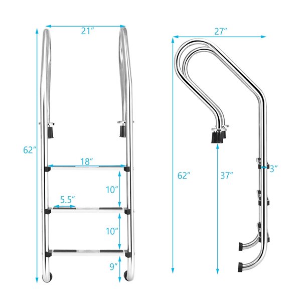 Baywell Swimming Pool Ladder Mat - Protective Pool Step Pad Ladder