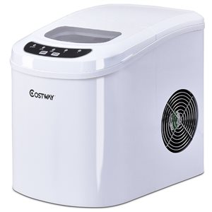 Costway White 26.5-lb Flip-Up Door Freestanding Portable Compact Electric Bullet Ice Maker