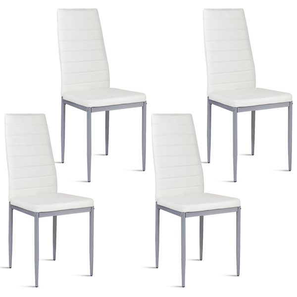 Costway White Contemporary Side Chair with Grey Metal Frame - Set of 4