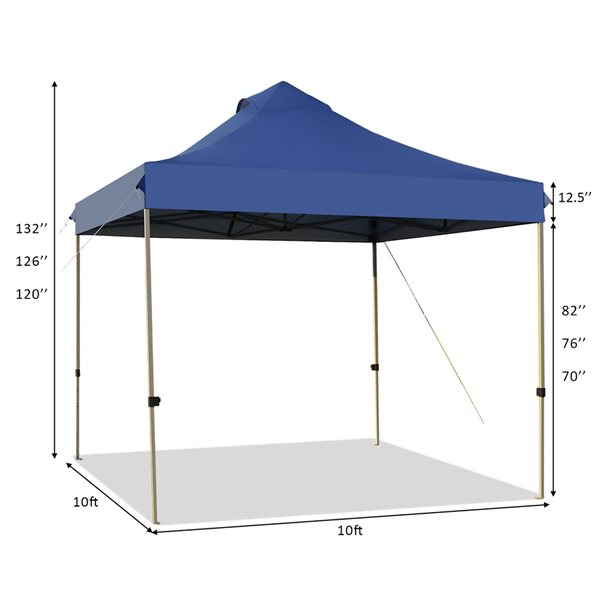 Costway 10-ft x 10-ft Blue Pop-Up Canopy